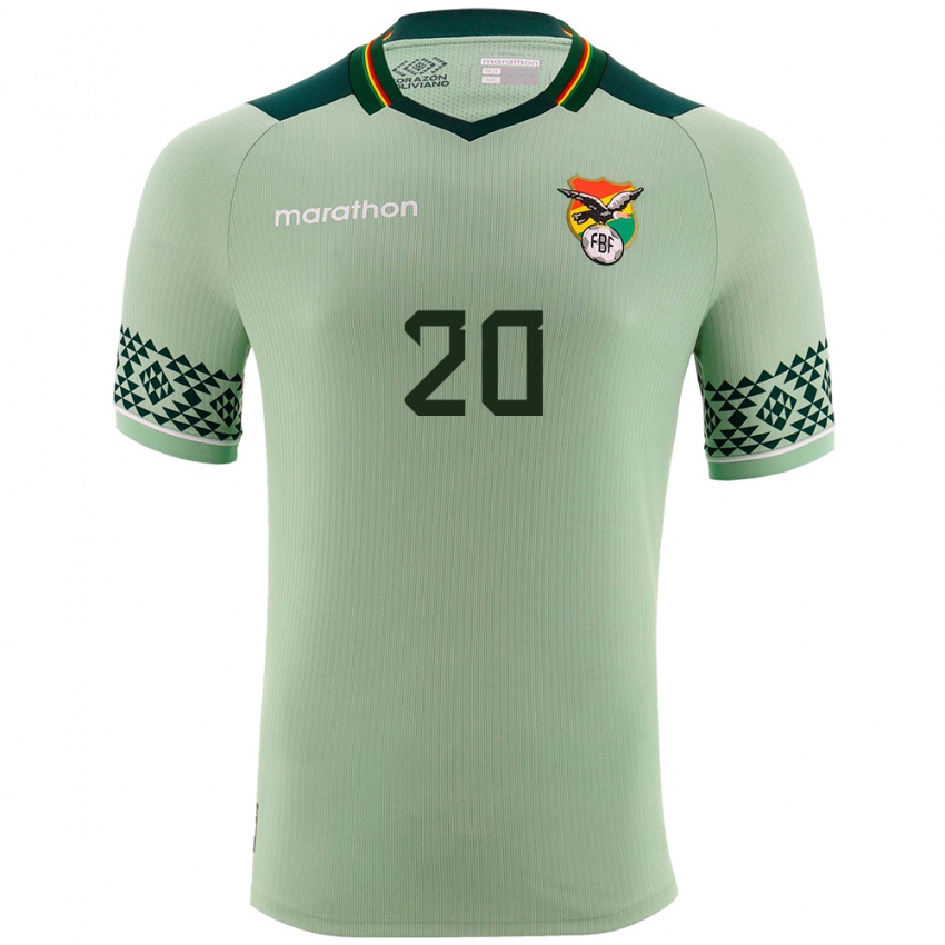 Børn Bolivia Leonardo Justiniano #20 Lysegrøn Hjemmebane Spillertrøjer 24-26 Trøje T-Shirt