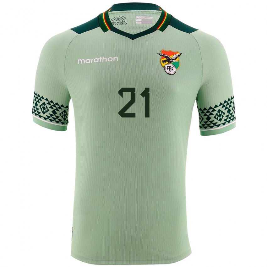 Børn Bolivia Vladimir Galvez #21 Lysegrøn Hjemmebane Spillertrøjer 24-26 Trøje T-Shirt