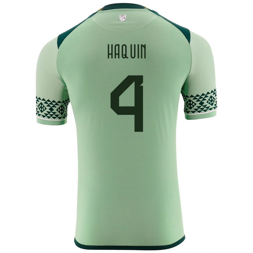 Børn Bolivia Luis Haquín #4 Lysegrøn Hjemmebane Spillertrøjer 24-26 Trøje T-Shirt