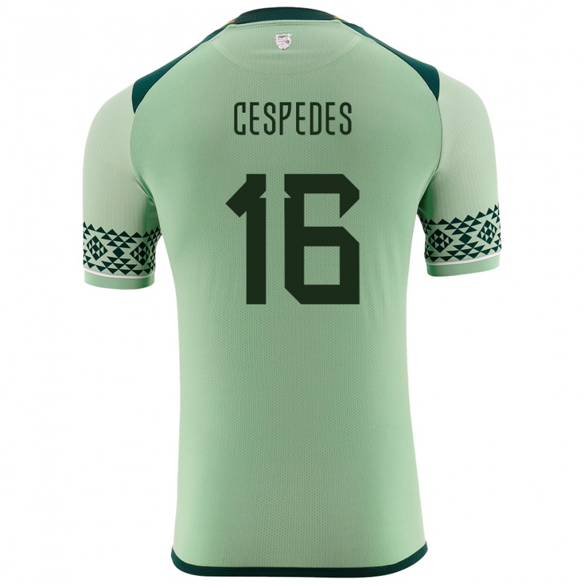 Børn Bolivia Boris Céspedes #16 Lysegrøn Hjemmebane Spillertrøjer 24-26 Trøje T-Shirt