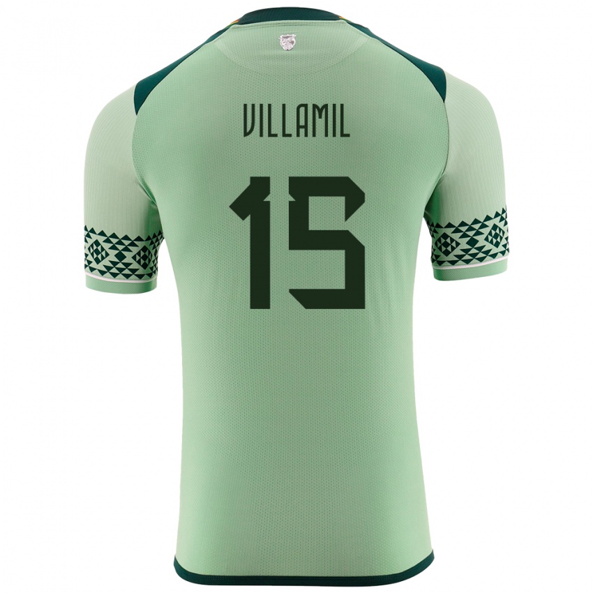 Børn Bolivia Gabriel Villamíl #15 Lysegrøn Hjemmebane Spillertrøjer 24-26 Trøje T-Shirt