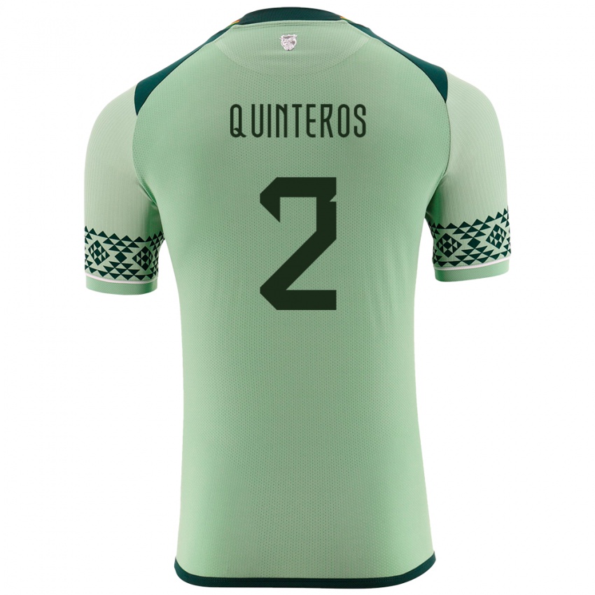 Børn Bolivia Jairo Quinteros #2 Lysegrøn Hjemmebane Spillertrøjer 24-26 Trøje T-Shirt