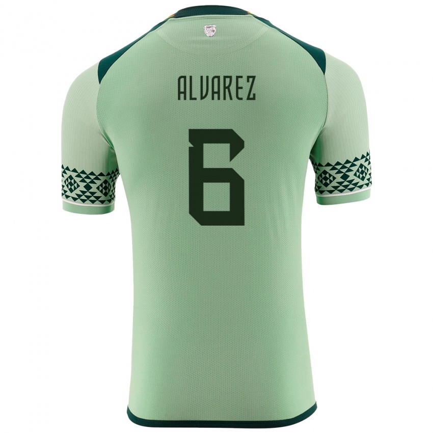 Børn Bolivia Eduardo Álvarez #6 Lysegrøn Hjemmebane Spillertrøjer 24-26 Trøje T-Shirt
