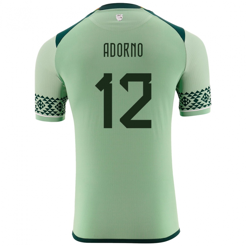 Børn Bolivia Carlos Adorno #12 Lysegrøn Hjemmebane Spillertrøjer 24-26 Trøje T-Shirt