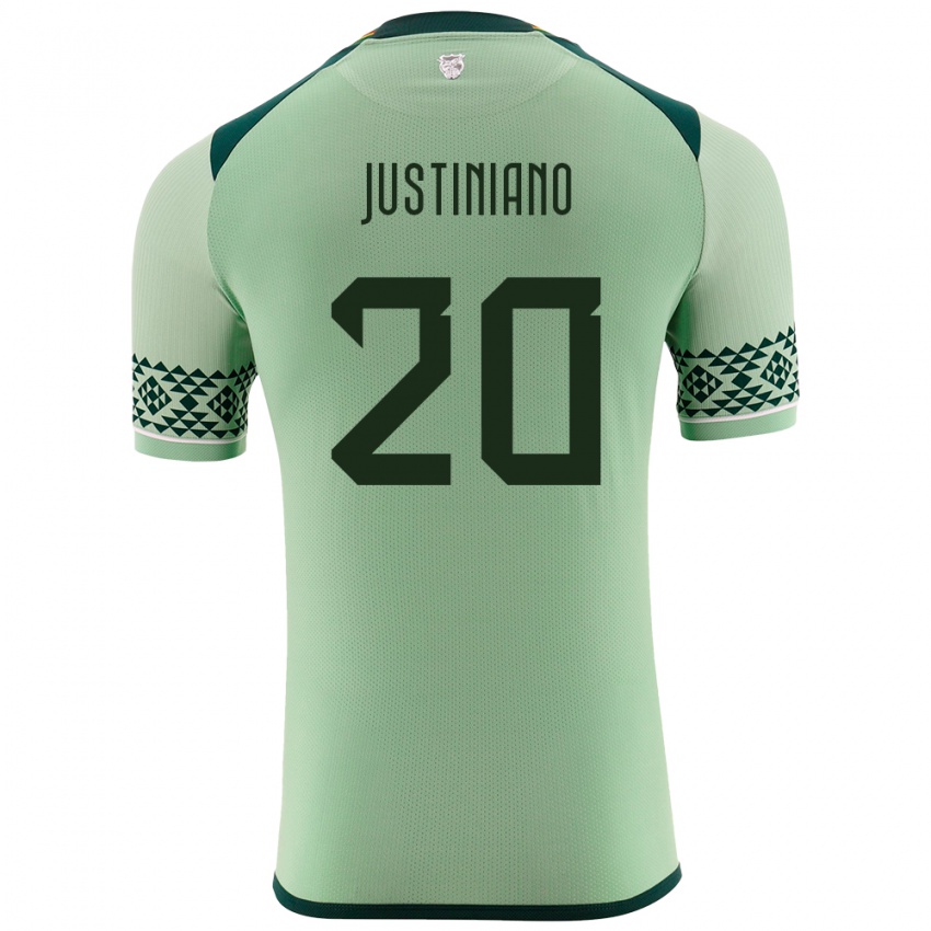 Børn Bolivia Leonardo Justiniano #20 Lysegrøn Hjemmebane Spillertrøjer 24-26 Trøje T-Shirt