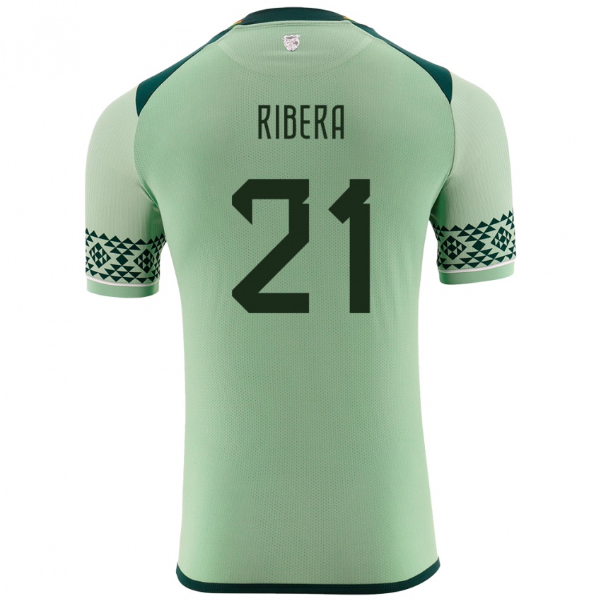 Børn Bolivia Daniel Ribera #21 Lysegrøn Hjemmebane Spillertrøjer 24-26 Trøje T-Shirt