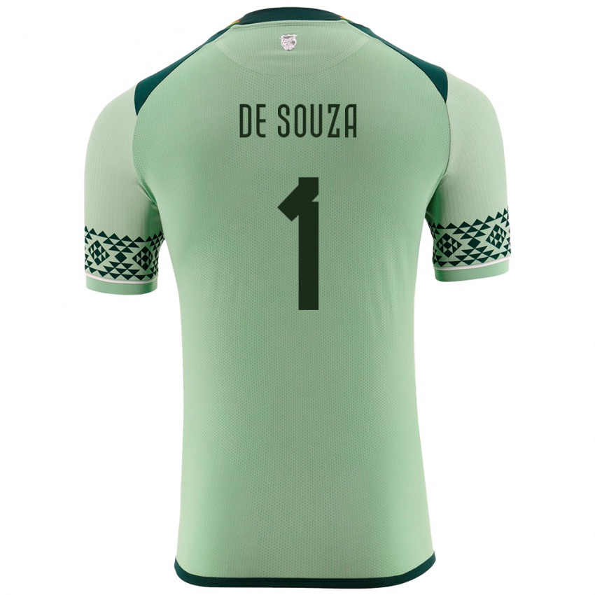 Børn Bolivia Victor De Souza #1 Lysegrøn Hjemmebane Spillertrøjer 24-26 Trøje T-Shirt