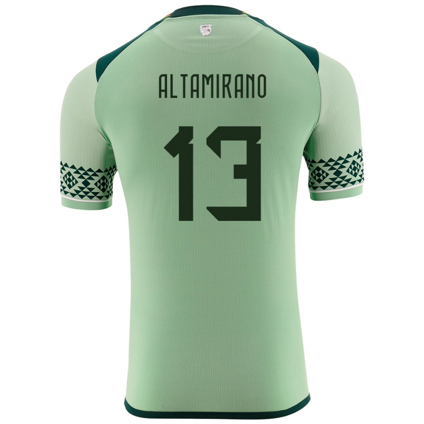 Børn Bolivia Sebastian Altamirano #13 Lysegrøn Hjemmebane Spillertrøjer 24-26 Trøje T-Shirt