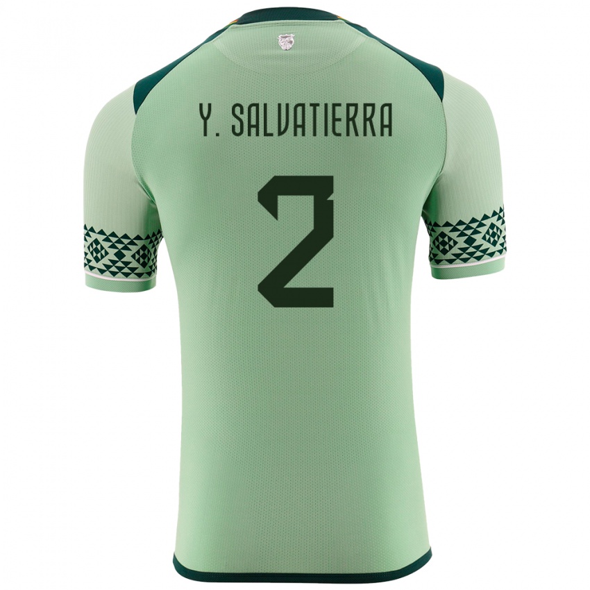 Børn Bolivia Yuditaz Jimena Salvatierra #2 Lysegrøn Hjemmebane Spillertrøjer 24-26 Trøje T-Shirt