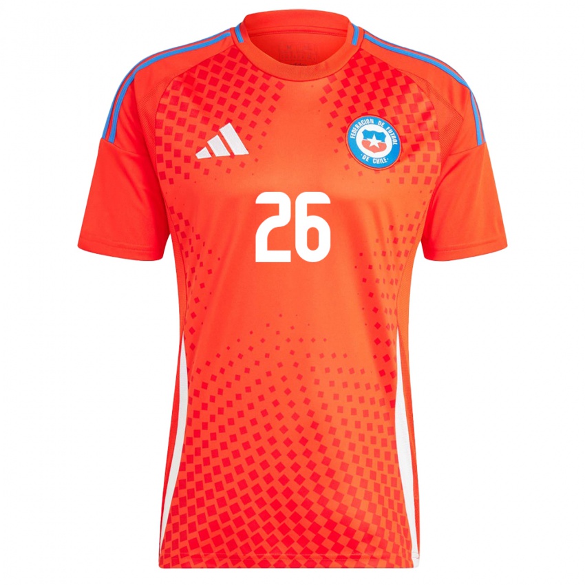 Børn Chile Nicolás Fernández #26 Rød Hjemmebane Spillertrøjer 24-26 Trøje T-Shirt