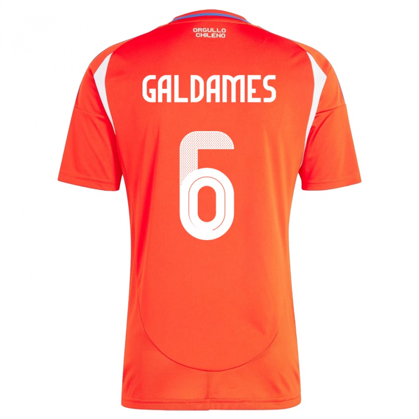 Børn Chile Thomas Galdames #6 Rød Hjemmebane Spillertrøjer 24-26 Trøje T-Shirt