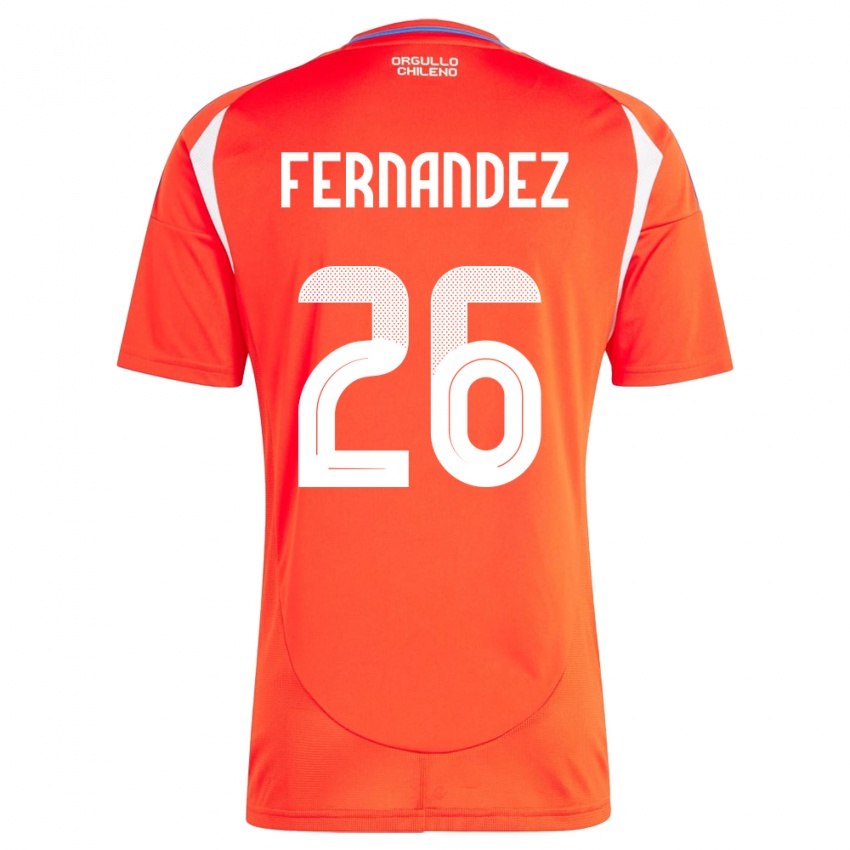 Børn Chile Nicolás Fernández #26 Rød Hjemmebane Spillertrøjer 24-26 Trøje T-Shirt