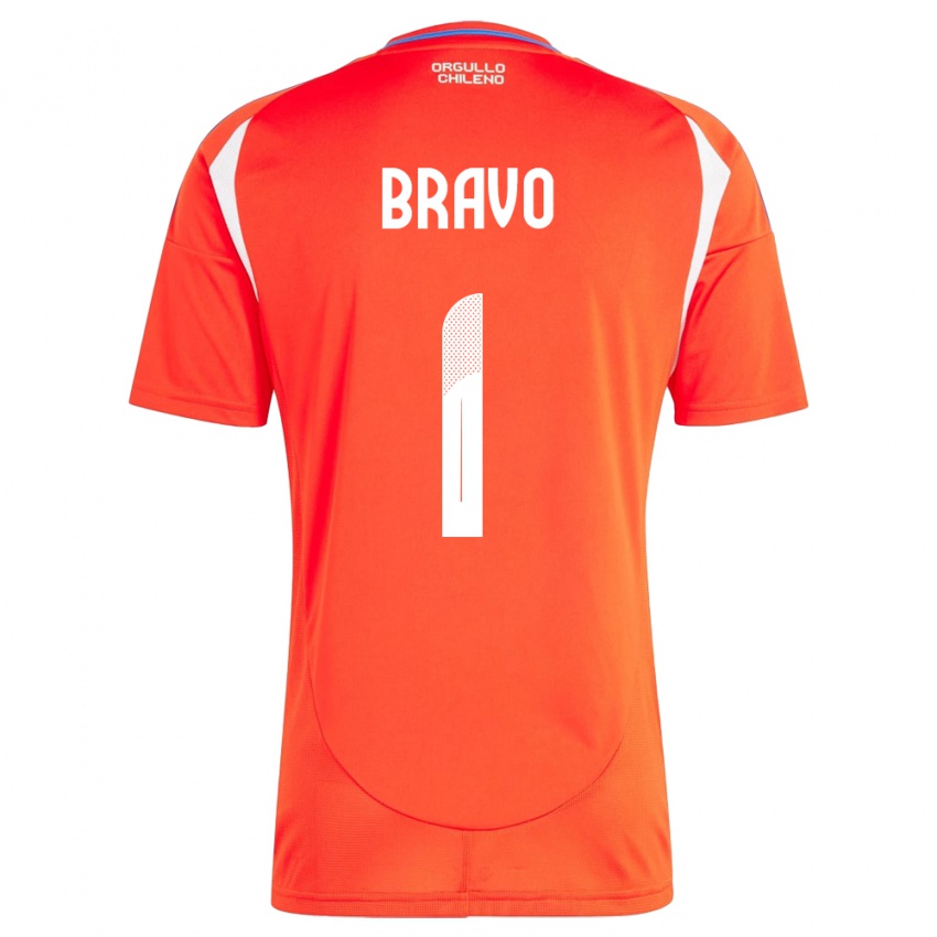 Børn Chile Claudio Bravo #1 Rød Hjemmebane Spillertrøjer 24-26 Trøje T-Shirt