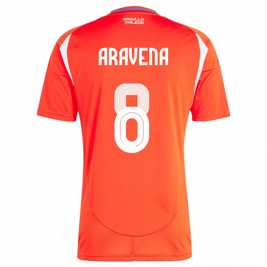 Børn Chile Alexander Aravena #8 Rød Hjemmebane Spillertrøjer 24-26 Trøje T-Shirt