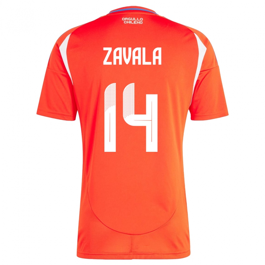 Børn Chile Cristián Zavala #14 Rød Hjemmebane Spillertrøjer 24-26 Trøje T-Shirt