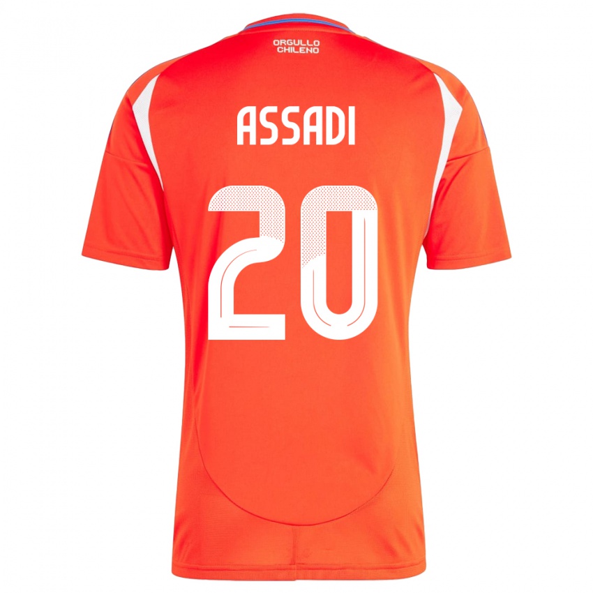 Børn Chile Lucas Assadi #20 Rød Hjemmebane Spillertrøjer 24-26 Trøje T-Shirt