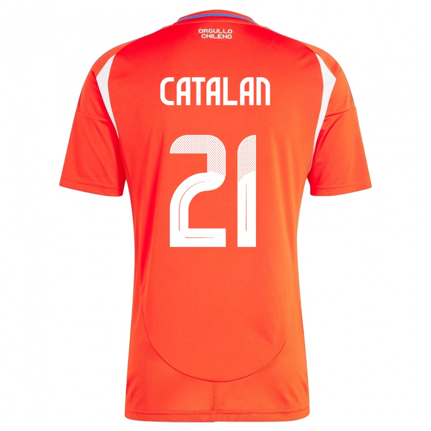 Børn Chile Matías Catalán #21 Rød Hjemmebane Spillertrøjer 24-26 Trøje T-Shirt