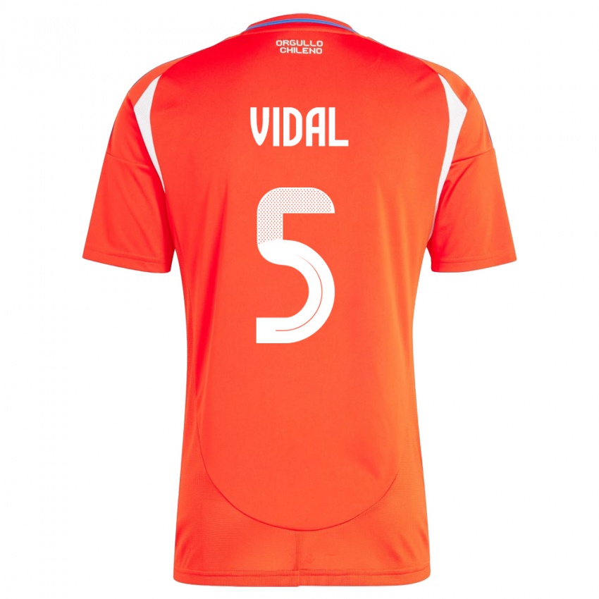 Børn Chile Valentín Vidal #5 Rød Hjemmebane Spillertrøjer 24-26 Trøje T-Shirt