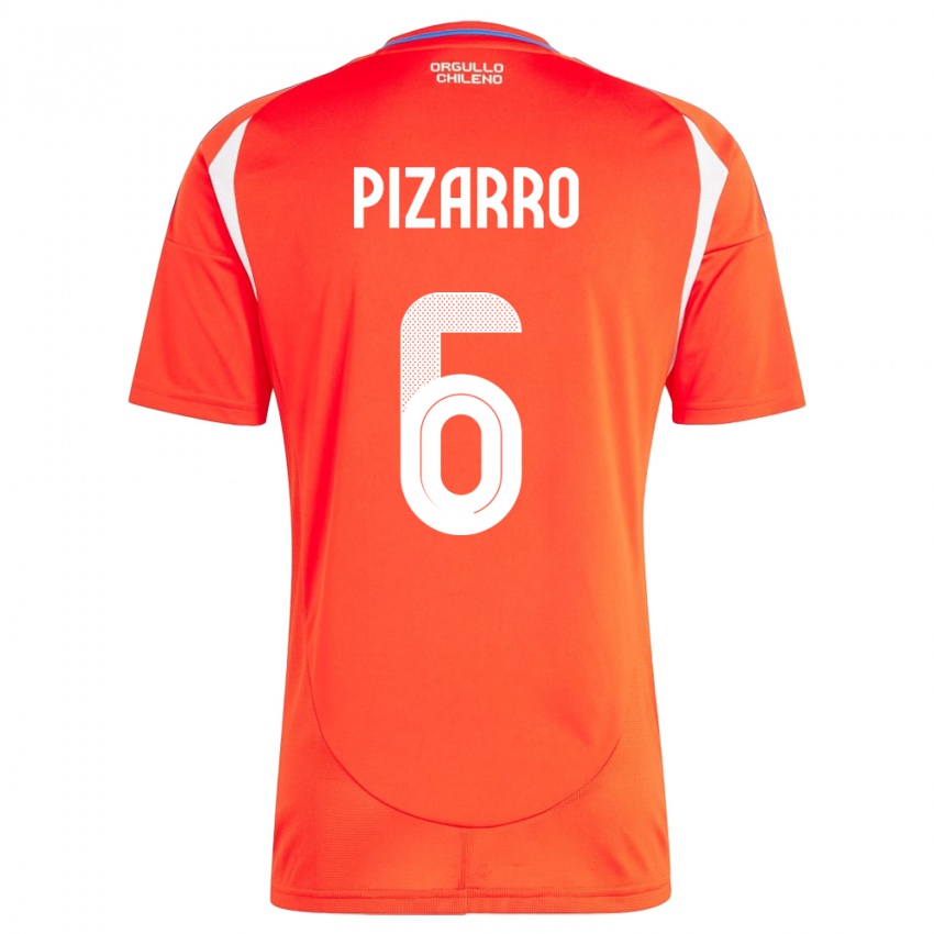 Børn Chile Vicente Pizarro #6 Rød Hjemmebane Spillertrøjer 24-26 Trøje T-Shirt