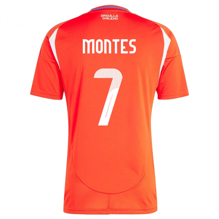 Børn Chile Clemente Montes #7 Rød Hjemmebane Spillertrøjer 24-26 Trøje T-Shirt