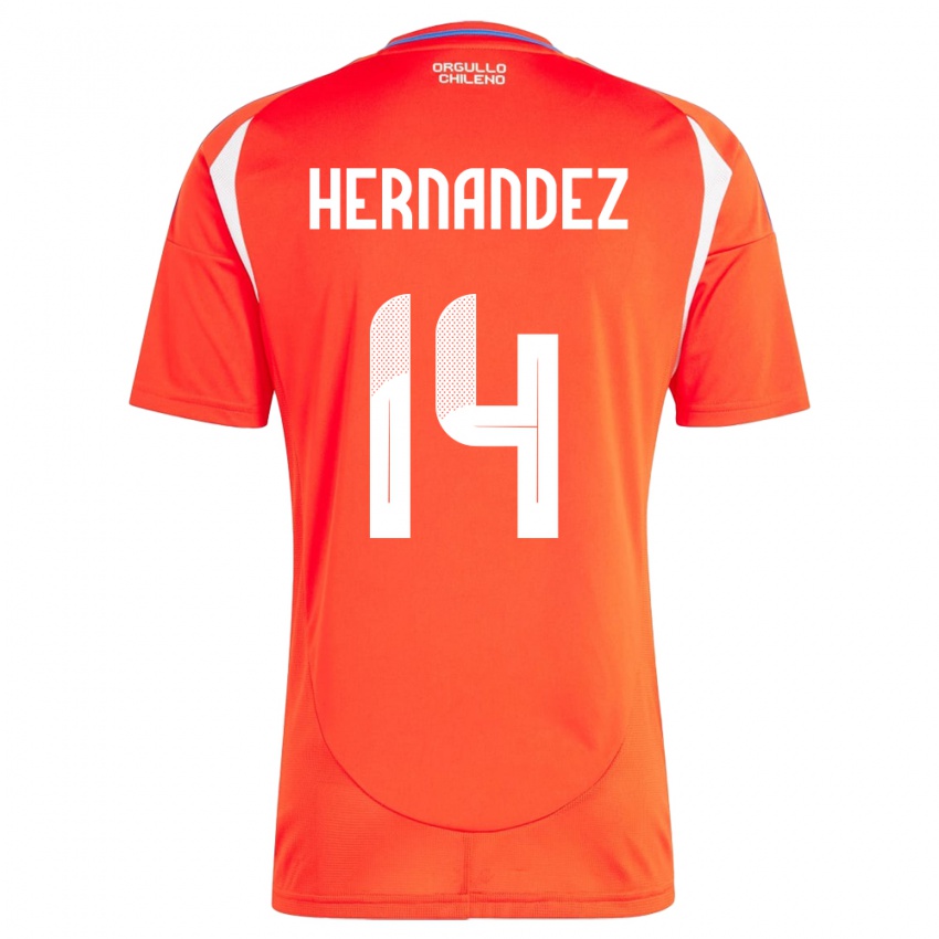 Børn Chile Leandro Hernández #14 Rød Hjemmebane Spillertrøjer 24-26 Trøje T-Shirt