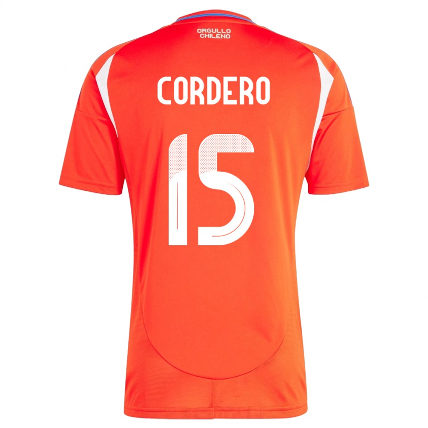 Børn Chile Renato Cordero #15 Rød Hjemmebane Spillertrøjer 24-26 Trøje T-Shirt