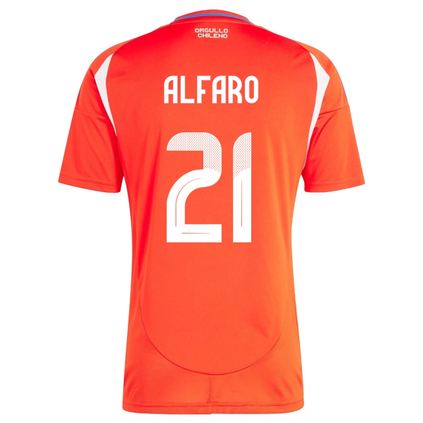 Børn Chile Julián Alfaro #21 Rød Hjemmebane Spillertrøjer 24-26 Trøje T-Shirt