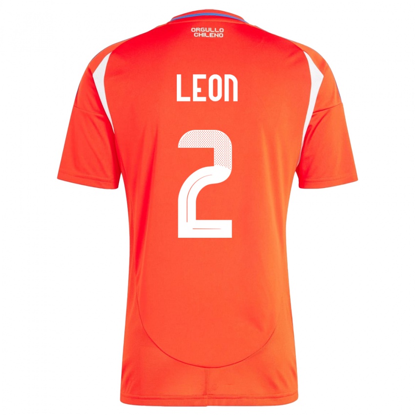 Børn Chile Maicol León #2 Rød Hjemmebane Spillertrøjer 24-26 Trøje T-Shirt