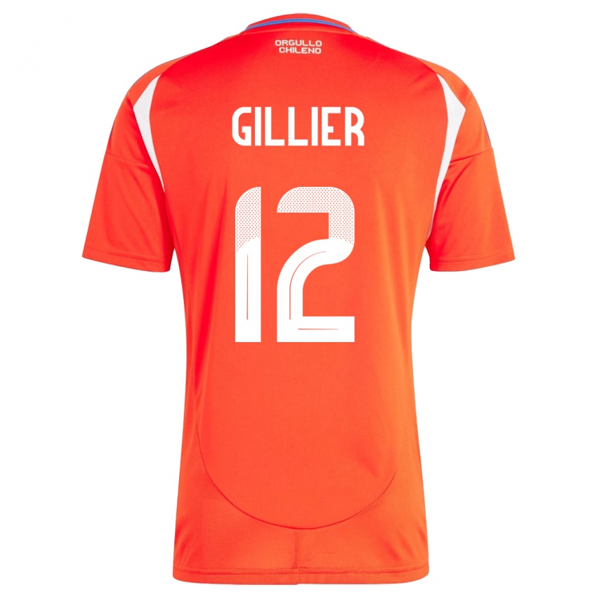 Børn Chile Thomas Gillier #12 Rød Hjemmebane Spillertrøjer 24-26 Trøje T-Shirt