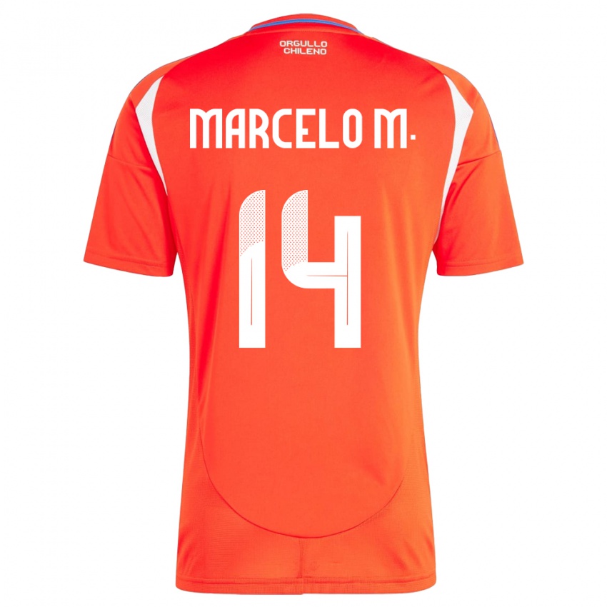 Børn Chile Marcelo Morales #14 Rød Hjemmebane Spillertrøjer 24-26 Trøje T-Shirt