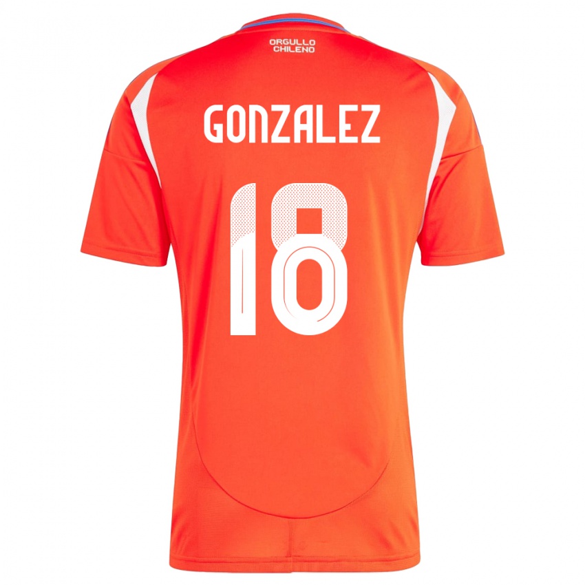 Børn Chile Bryan González #18 Rød Hjemmebane Spillertrøjer 24-26 Trøje T-Shirt