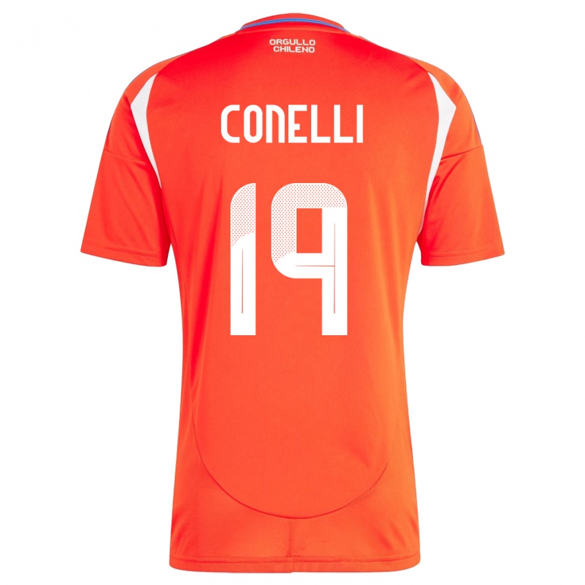 Børn Chile Vicente Conelli #19 Rød Hjemmebane Spillertrøjer 24-26 Trøje T-Shirt