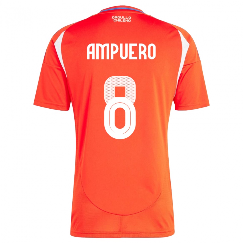 Børn Chile Benjamín Ampuero #8 Rød Hjemmebane Spillertrøjer 24-26 Trøje T-Shirt