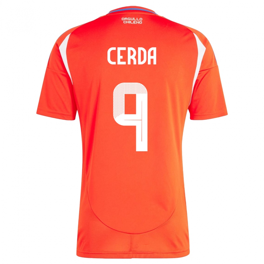 Børn Chile Axel Cerda #9 Rød Hjemmebane Spillertrøjer 24-26 Trøje T-Shirt