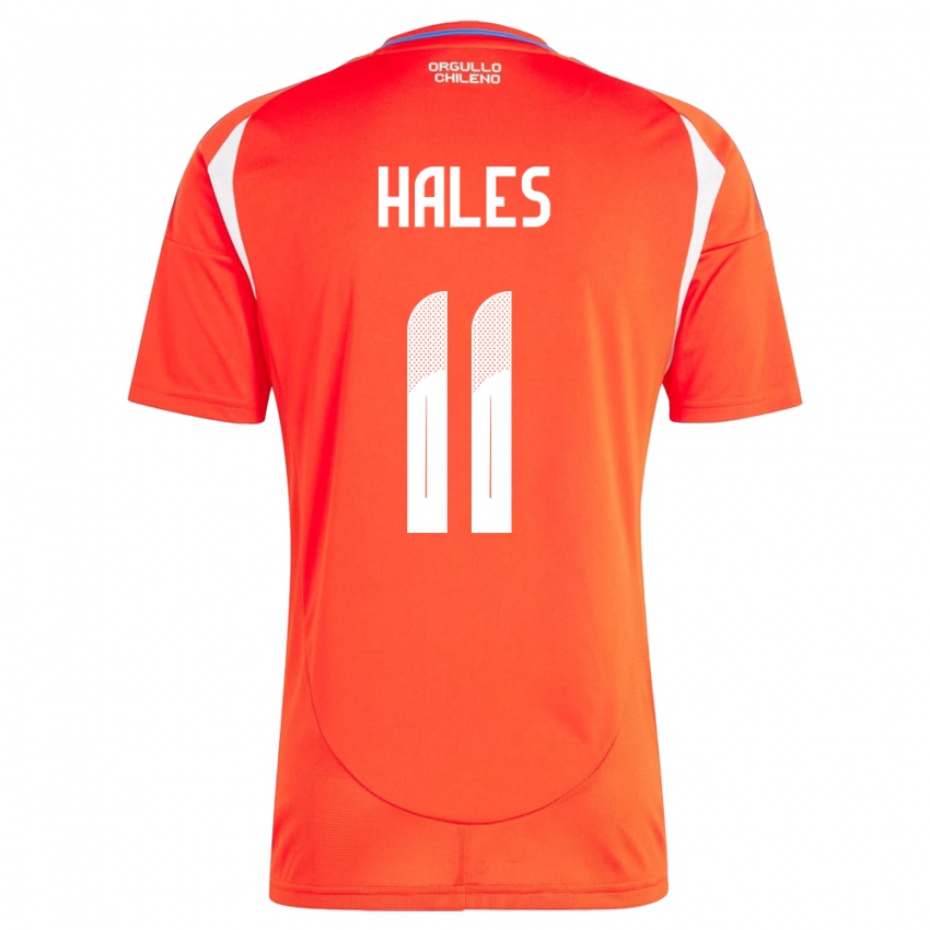 Børn Chile Alejandro Hales #11 Rød Hjemmebane Spillertrøjer 24-26 Trøje T-Shirt