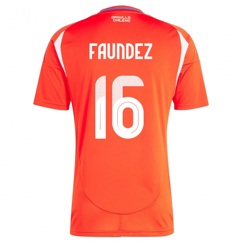 Børn Chile Felipe Faúndez #16 Rød Hjemmebane Spillertrøjer 24-26 Trøje T-Shirt