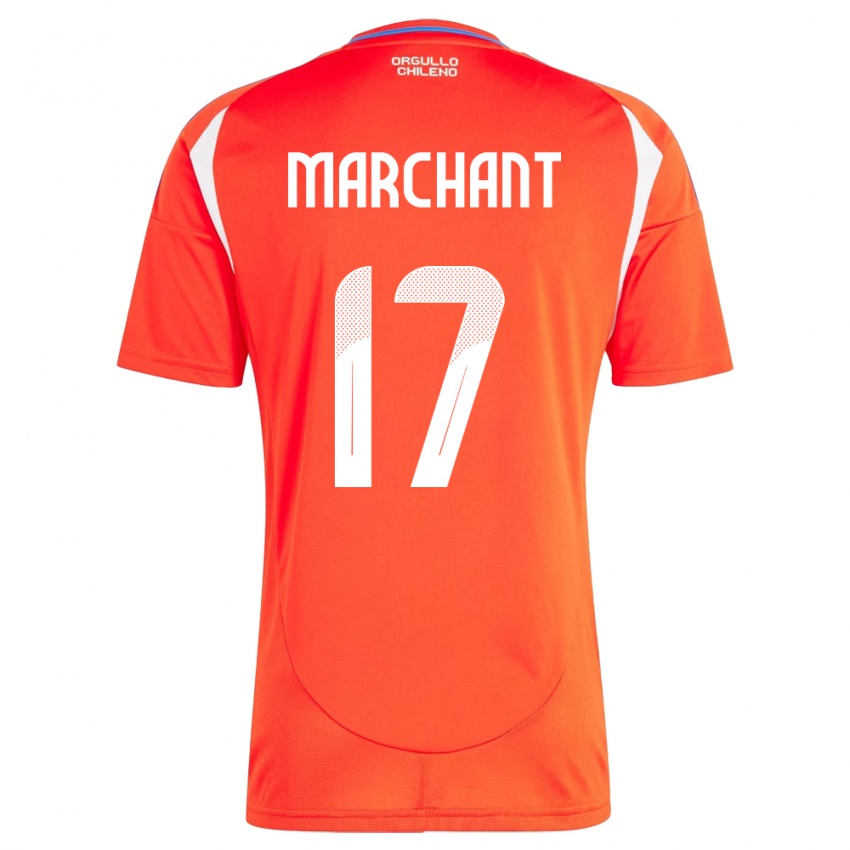 Børn Chile Francisco Marchant #17 Rød Hjemmebane Spillertrøjer 24-26 Trøje T-Shirt