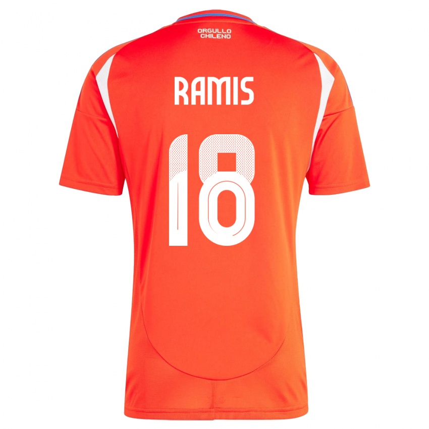 Børn Chile Oliver Ramis #18 Rød Hjemmebane Spillertrøjer 24-26 Trøje T-Shirt