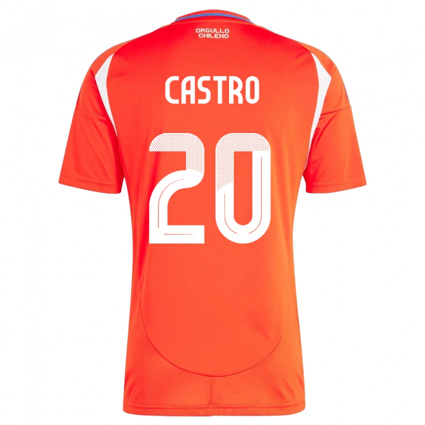 Børn Chile Benjamín Castro #20 Rød Hjemmebane Spillertrøjer 24-26 Trøje T-Shirt