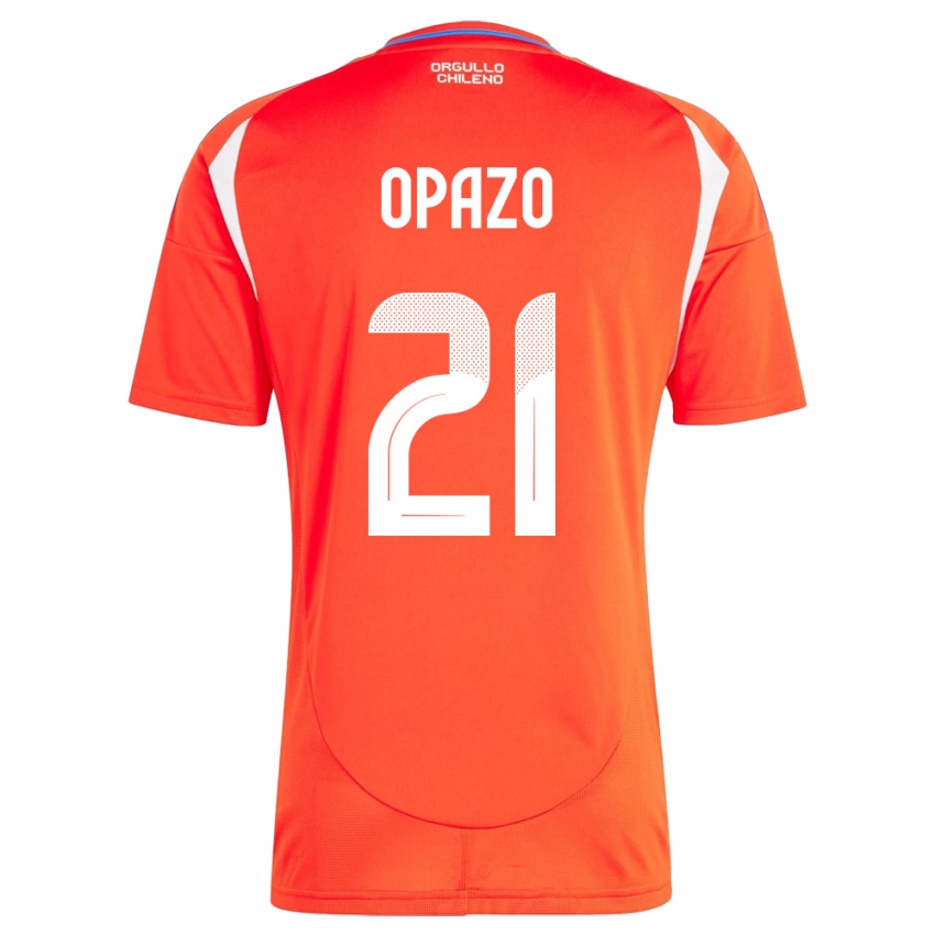 Børn Chile Diego Opazo #21 Rød Hjemmebane Spillertrøjer 24-26 Trøje T-Shirt