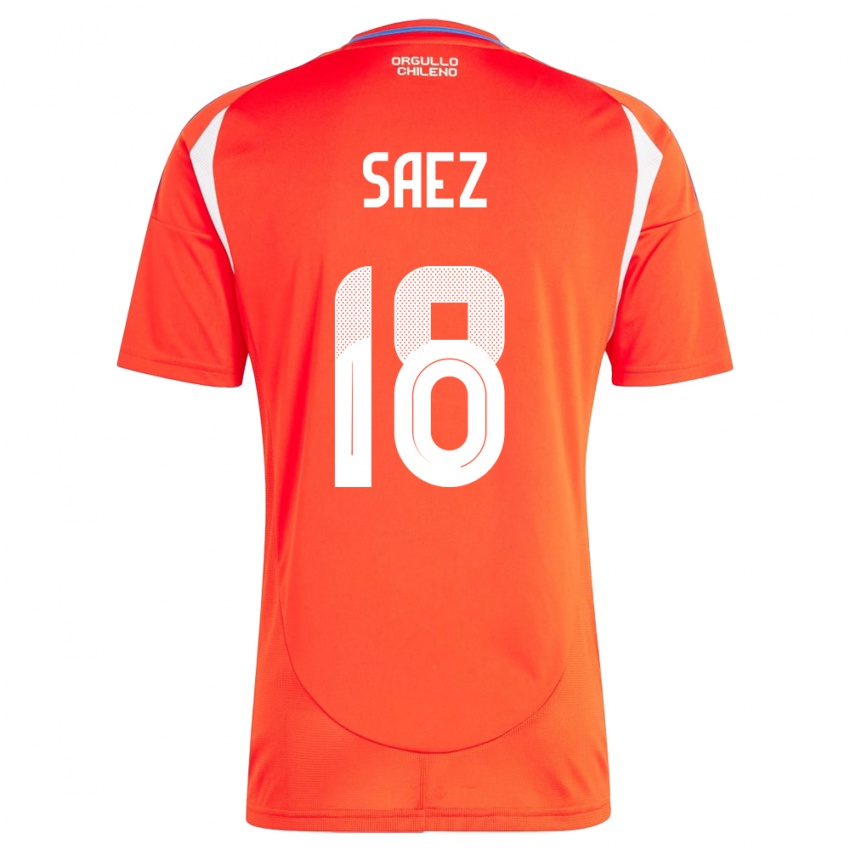 Børn Chile Camila Sáez #18 Rød Hjemmebane Spillertrøjer 24-26 Trøje T-Shirt