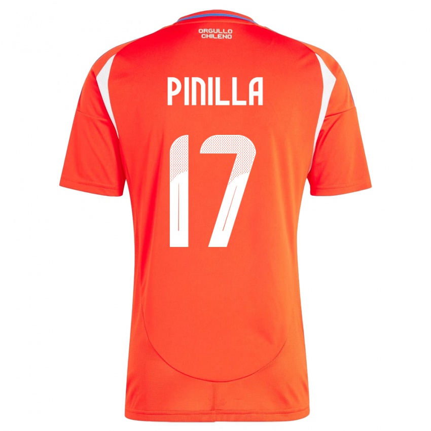 Børn Chile Fernanda Pinilla #17 Rød Hjemmebane Spillertrøjer 24-26 Trøje T-Shirt