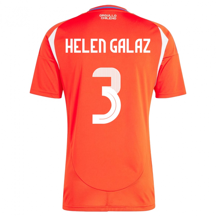 Børn Chile Su Helen Galaz #3 Rød Hjemmebane Spillertrøjer 24-26 Trøje T-Shirt