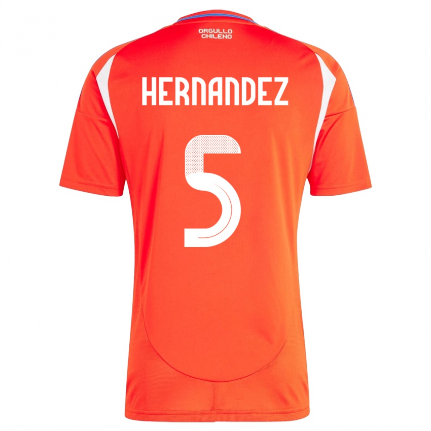 Børn Chile Monserrat Hernández #5 Rød Hjemmebane Spillertrøjer 24-26 Trøje T-Shirt