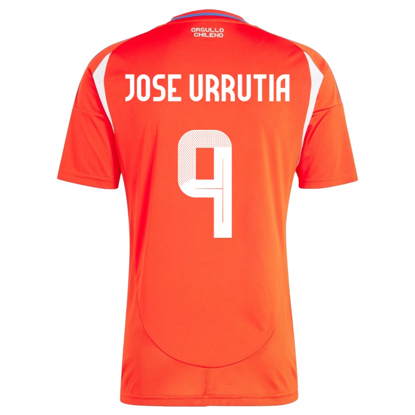 Børn Chile María José Urrutia #9 Rød Hjemmebane Spillertrøjer 24-26 Trøje T-Shirt