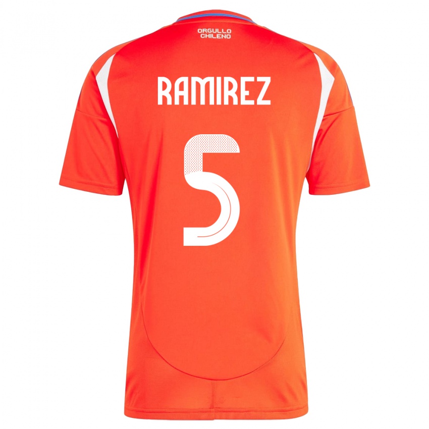 Børn Chile Fernanda Ramírez #5 Rød Hjemmebane Spillertrøjer 24-26 Trøje T-Shirt