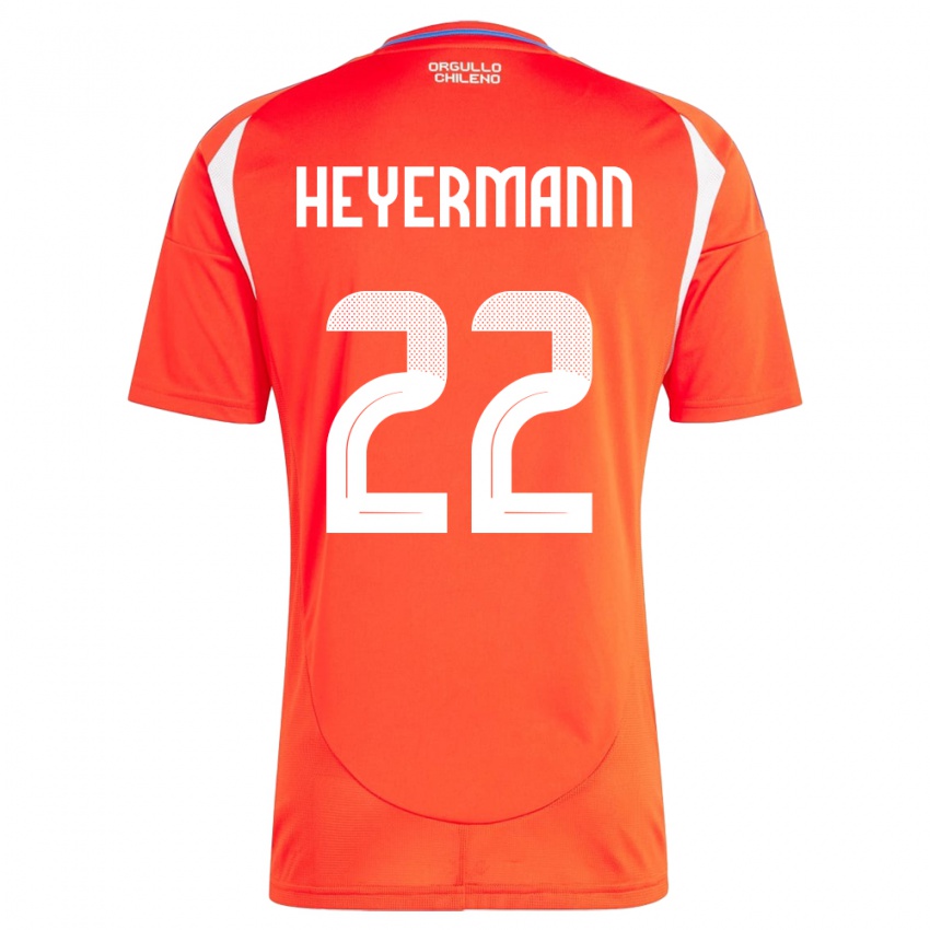 Børn Chile Agustina Heyermann #22 Rød Hjemmebane Spillertrøjer 24-26 Trøje T-Shirt