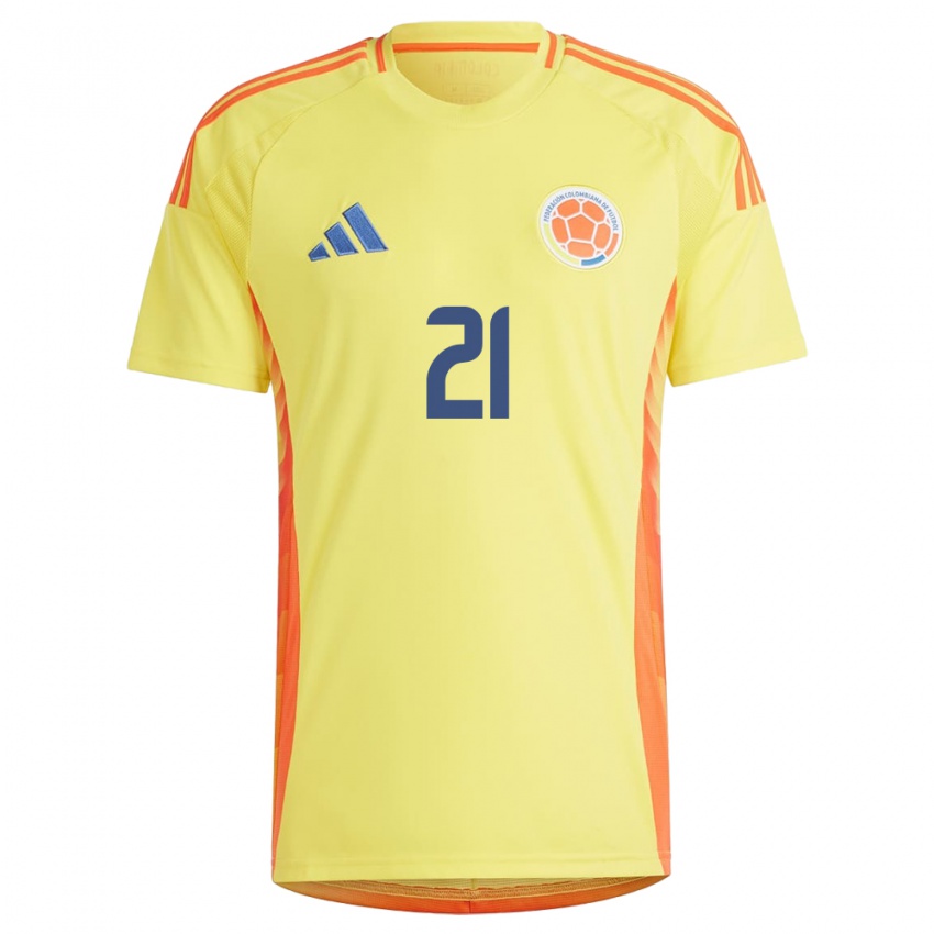 Børn Colombia Kelly Ibargüen #21 Gul Hjemmebane Spillertrøjer 24-26 Trøje T-Shirt