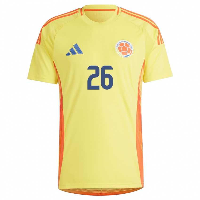 Børn Colombia Gustavo Puerta #26 Gul Hjemmebane Spillertrøjer 24-26 Trøje T-Shirt