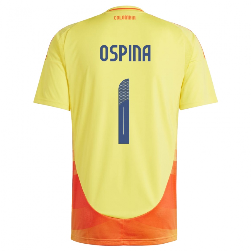 Børn Colombia David Ospina #1 Gul Hjemmebane Spillertrøjer 24-26 Trøje T-Shirt